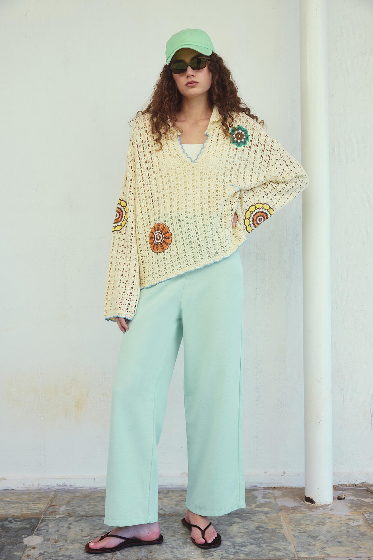 Touche Prive Linen Textured Tube-Let Pants
