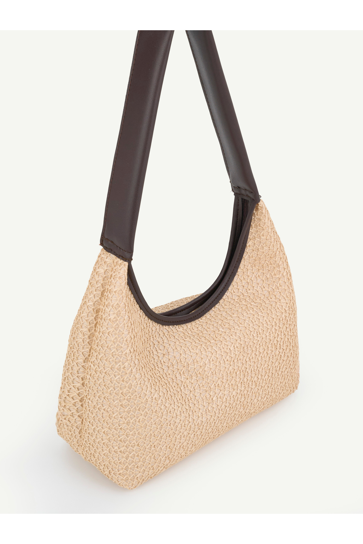 BLAZE Hasır Kadın El Kol ve Omuz Çantası Modern Minimal Hobo Çanta