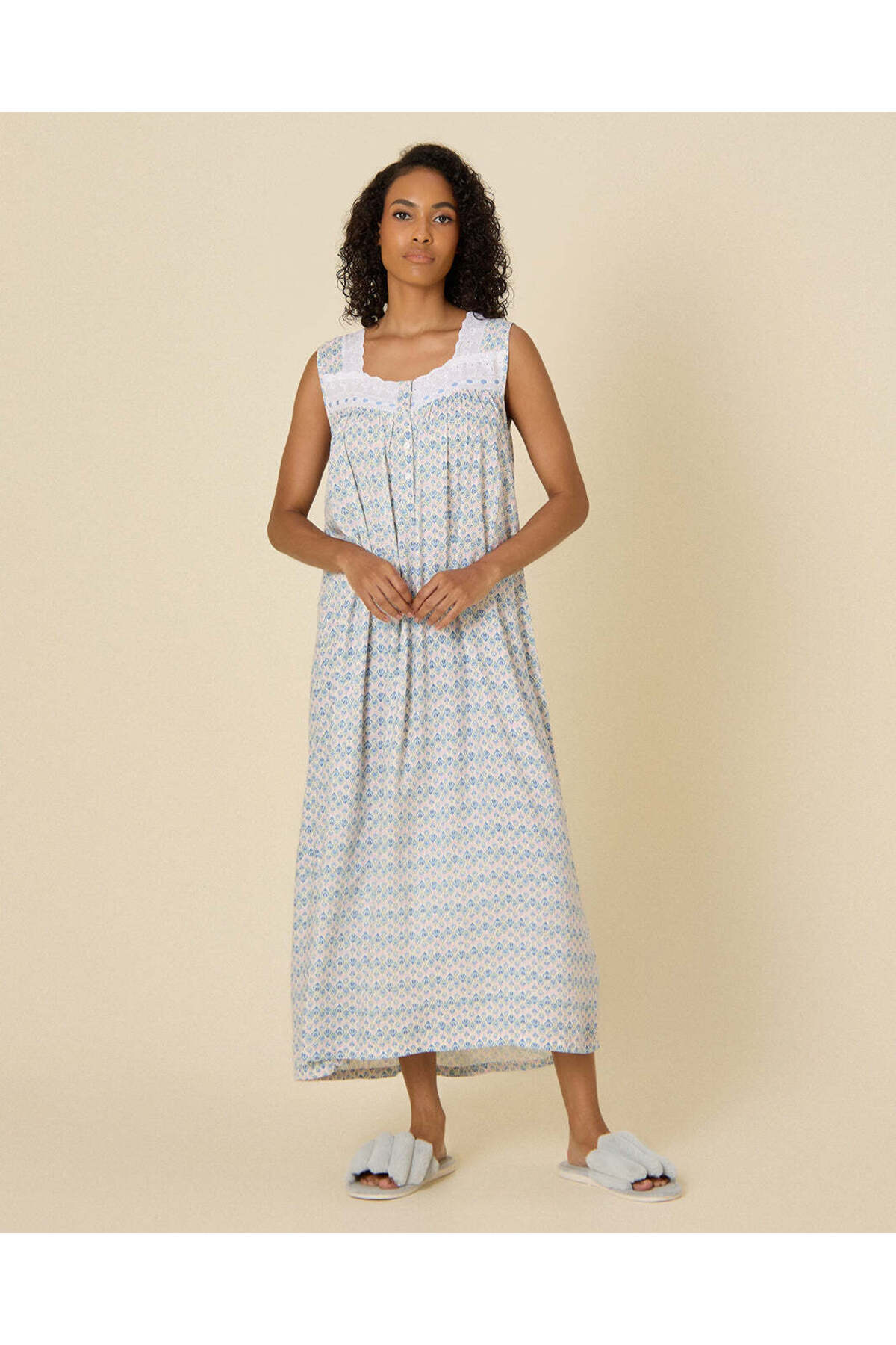 REDTAG Women Baby Blue Allover Print Nightgown