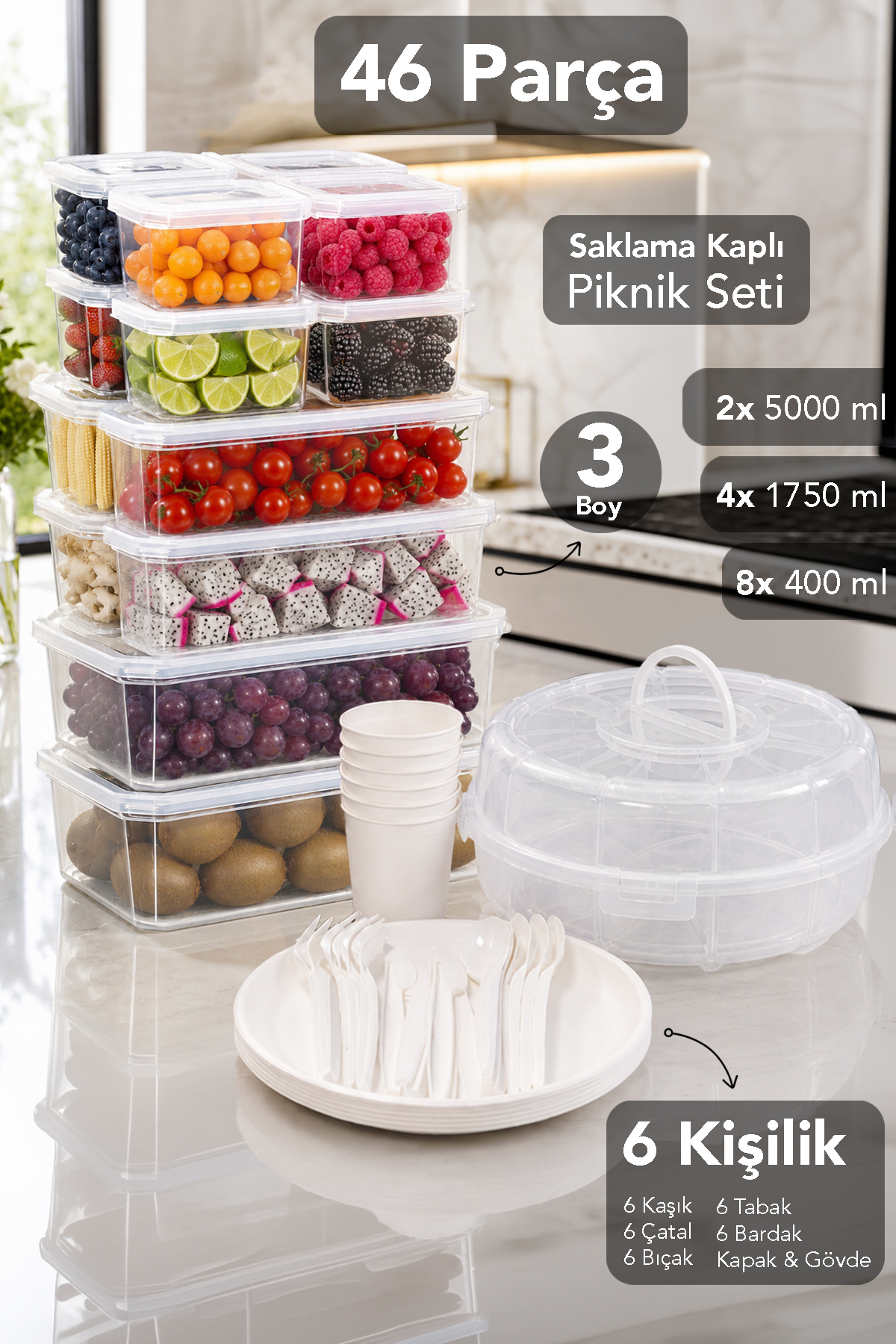 Meleni Home Mega 14'lü Süzgeçli Saklama Kabı ve 32 Parça
