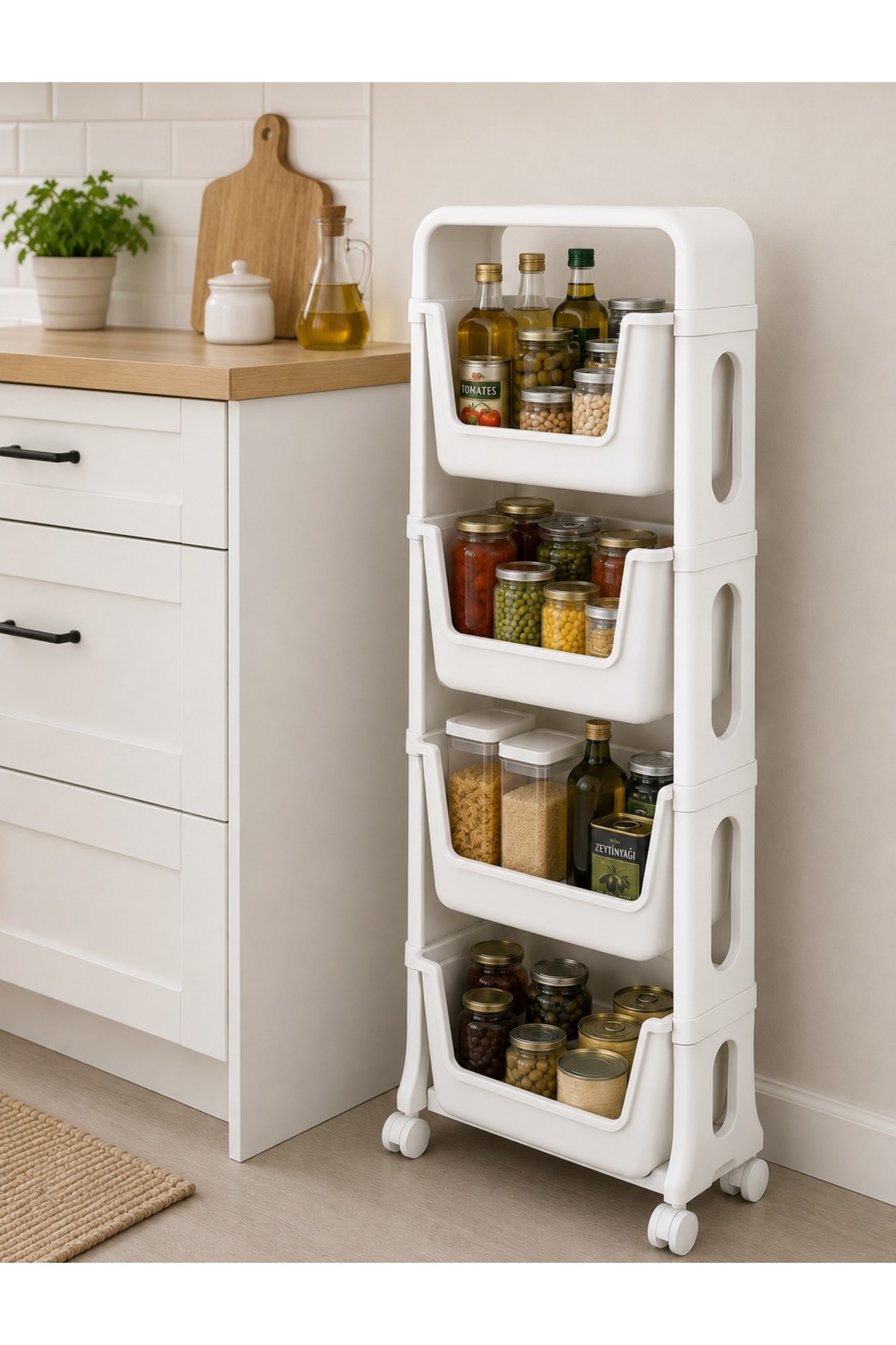 DEKOZUM FLEXİBOX 4 Katlı Mutfak Dolabı Organizer Patates Soğan
