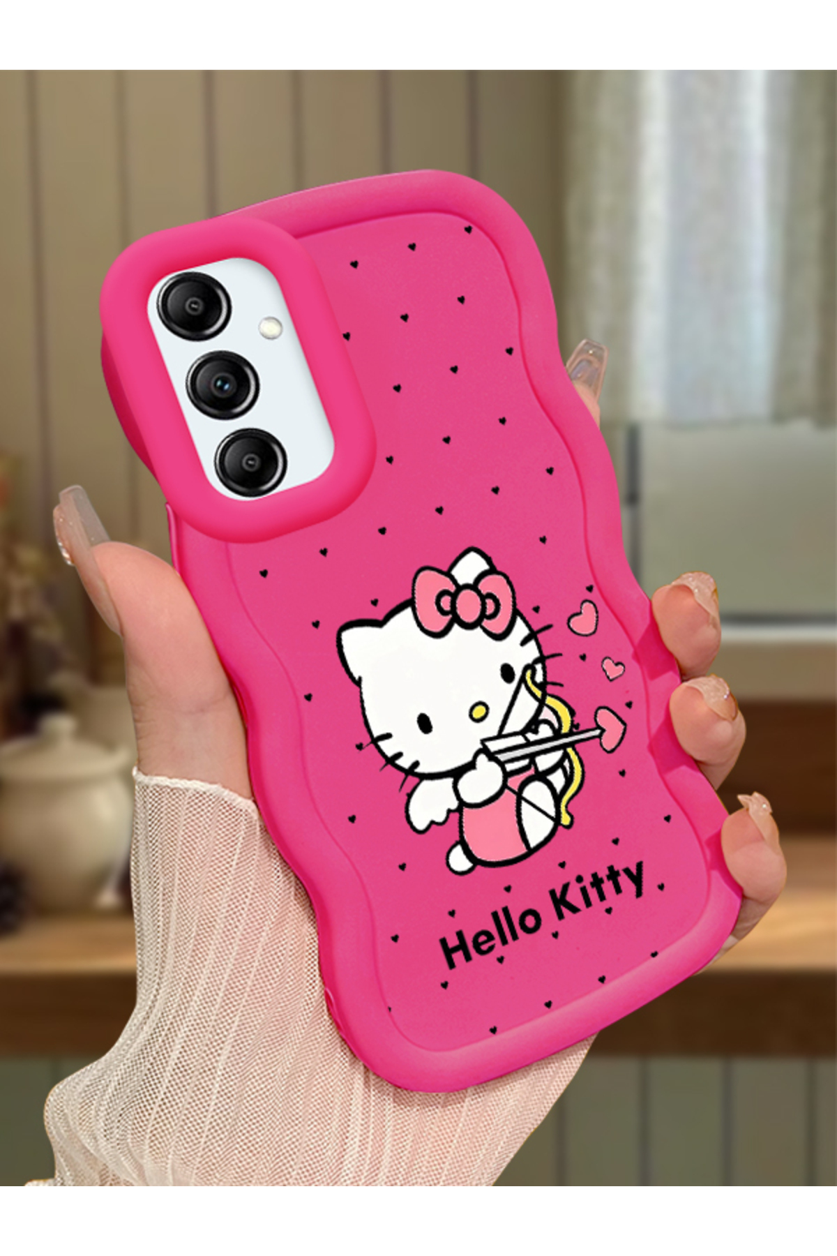 Samsung Galaxy A14 Compatible Case camera protector Red Silicone Couple Phone Case Kitty Pattern