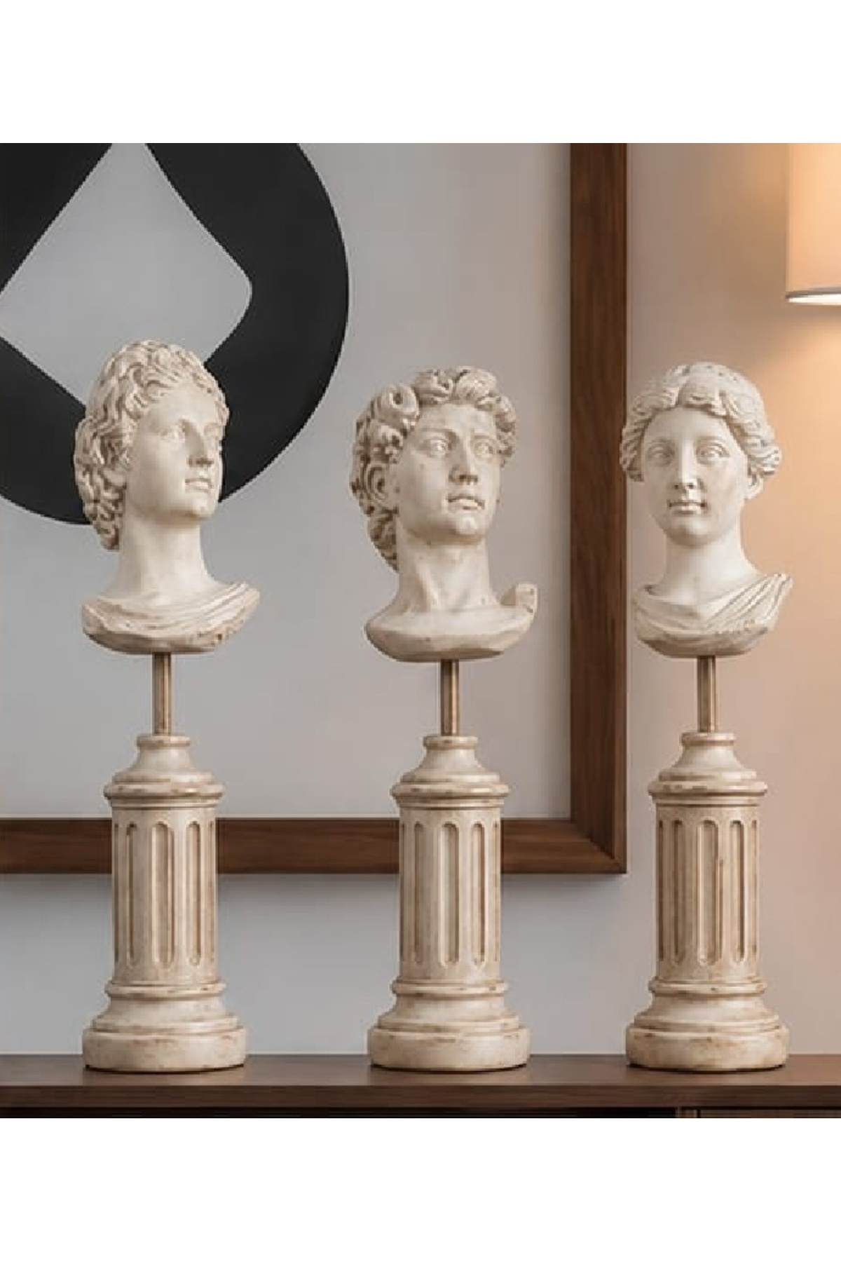 High Pedestal Ancient Roman Figures Busts Oversized Sculpture 30 CM