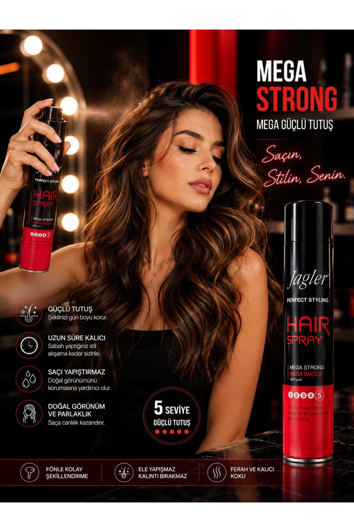 ORİON GLOBAL Jagler Perfect Styling Hair Spray – Mega Strong (Seviye 5) — JPER1