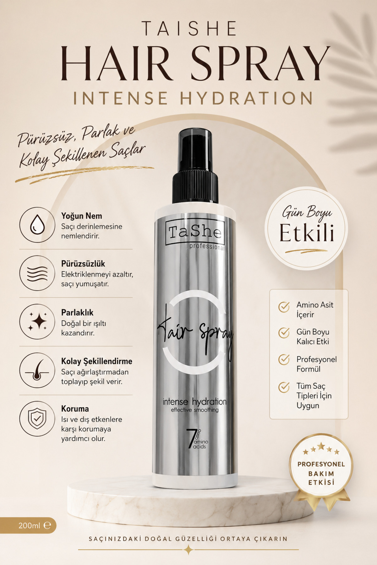tashe Professional Hair Spray – Yoğun Nem & Pürüzsüz Görünüm — tsh24