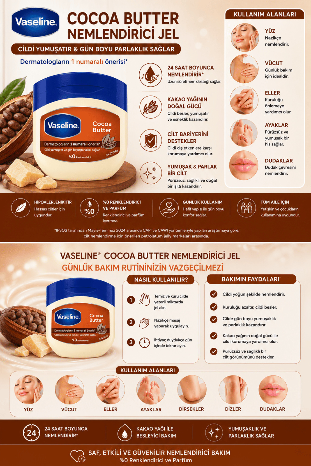 Cocoa Butter Nemlendirici Jel 100 ml | Kakao Yağlı Yoğun Nemlendirici Bakım | Kuru ve Mat Ciltler İçin Cilt Bakım Jeli — 8683130064252x1 — تصویر 3 از 5