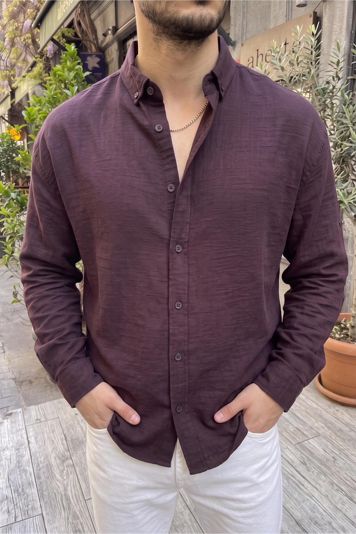 Napas Men's Oversize Linen Look Shirt