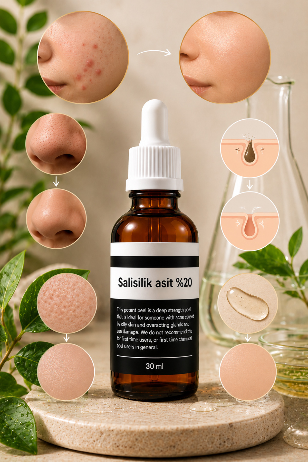 Puredermine Ciltte Biriken Yağı ve Ölü Deri Hücrelerini Arındıran %20 Salisilik Asit Peeling Serum ile Profesyonel Bakım — TYC96C9812C94302F707EE900