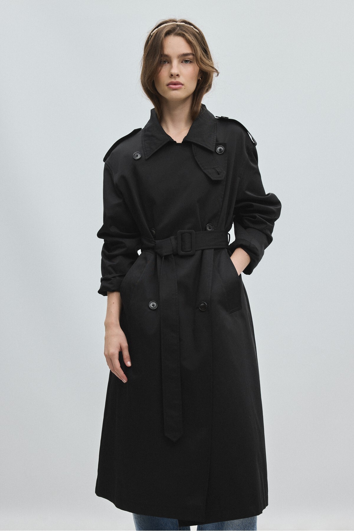 Stradivarius Basic uzun trençkot