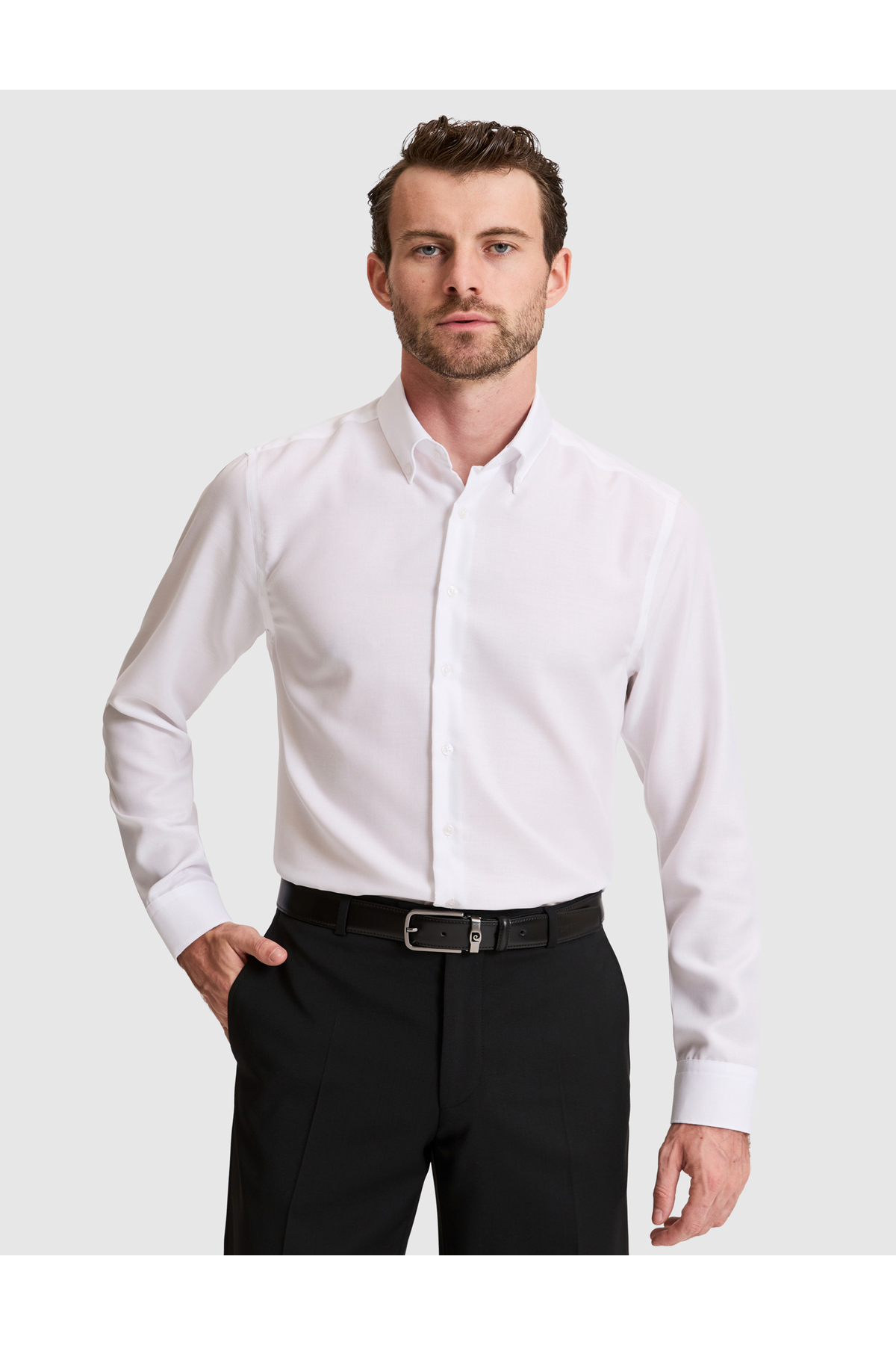پیراهن آستین بلند سفید اسلیم فیت مدل 50330128-VR013 پیر کاردین پیراهن Pierre Cardin