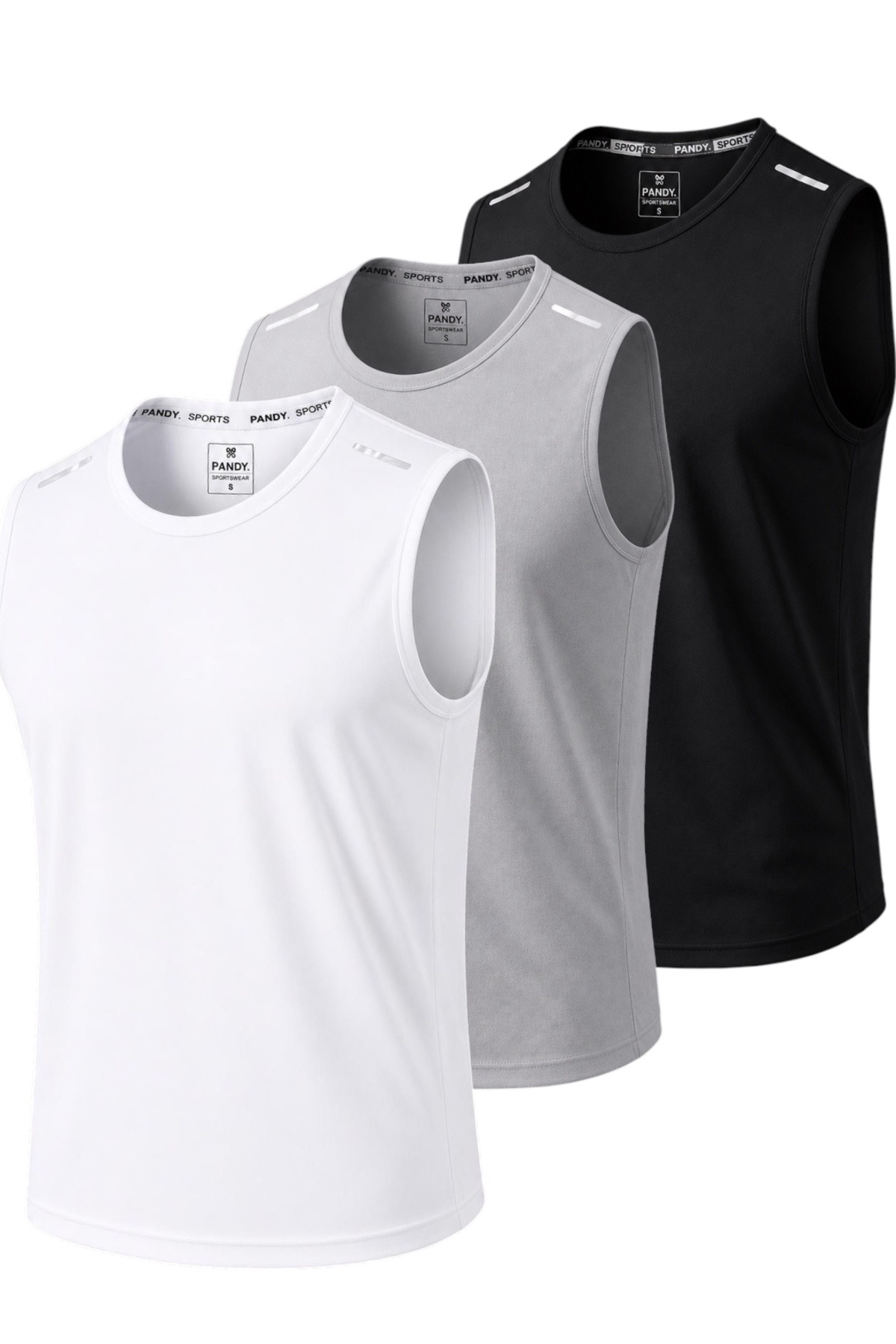 pandy 3'lü Hızlı Kuruma Nefes Alabilen Atletik Teknik Sporcu Sıfır Kol T-shirt