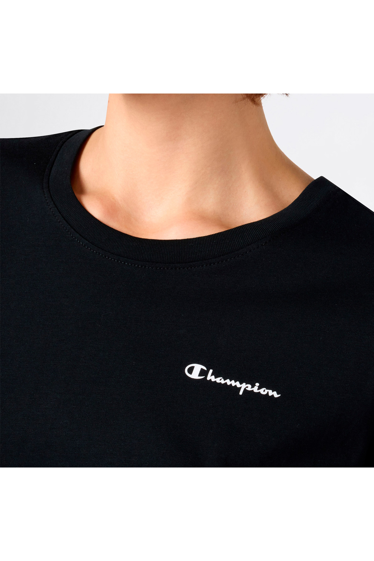 Champion SS Regular Fit Kadın Siyah T-Shirt görsel 5