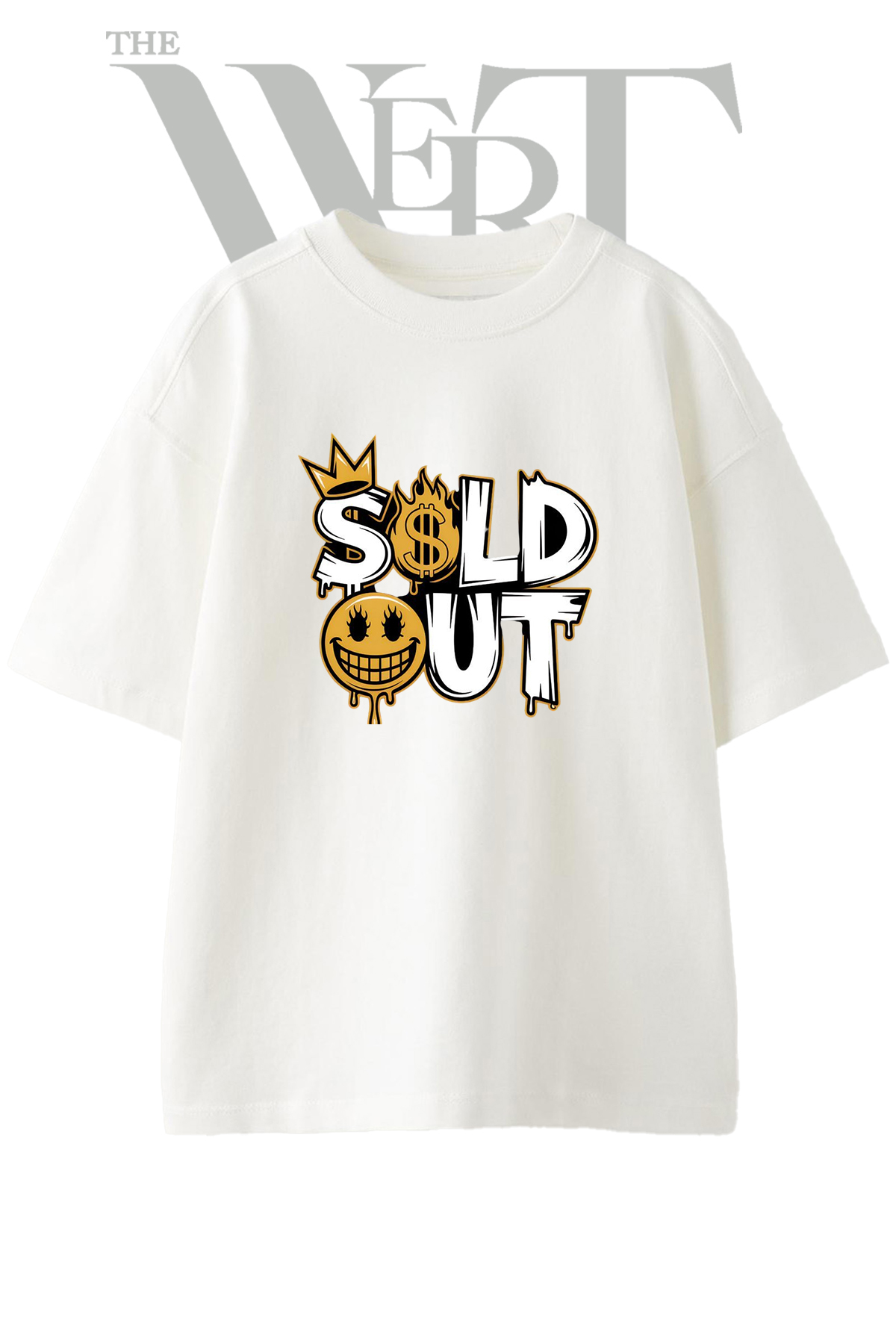 THEWERT Sold Out Streetart Design Printed Unisex White Oversize T-Shirt