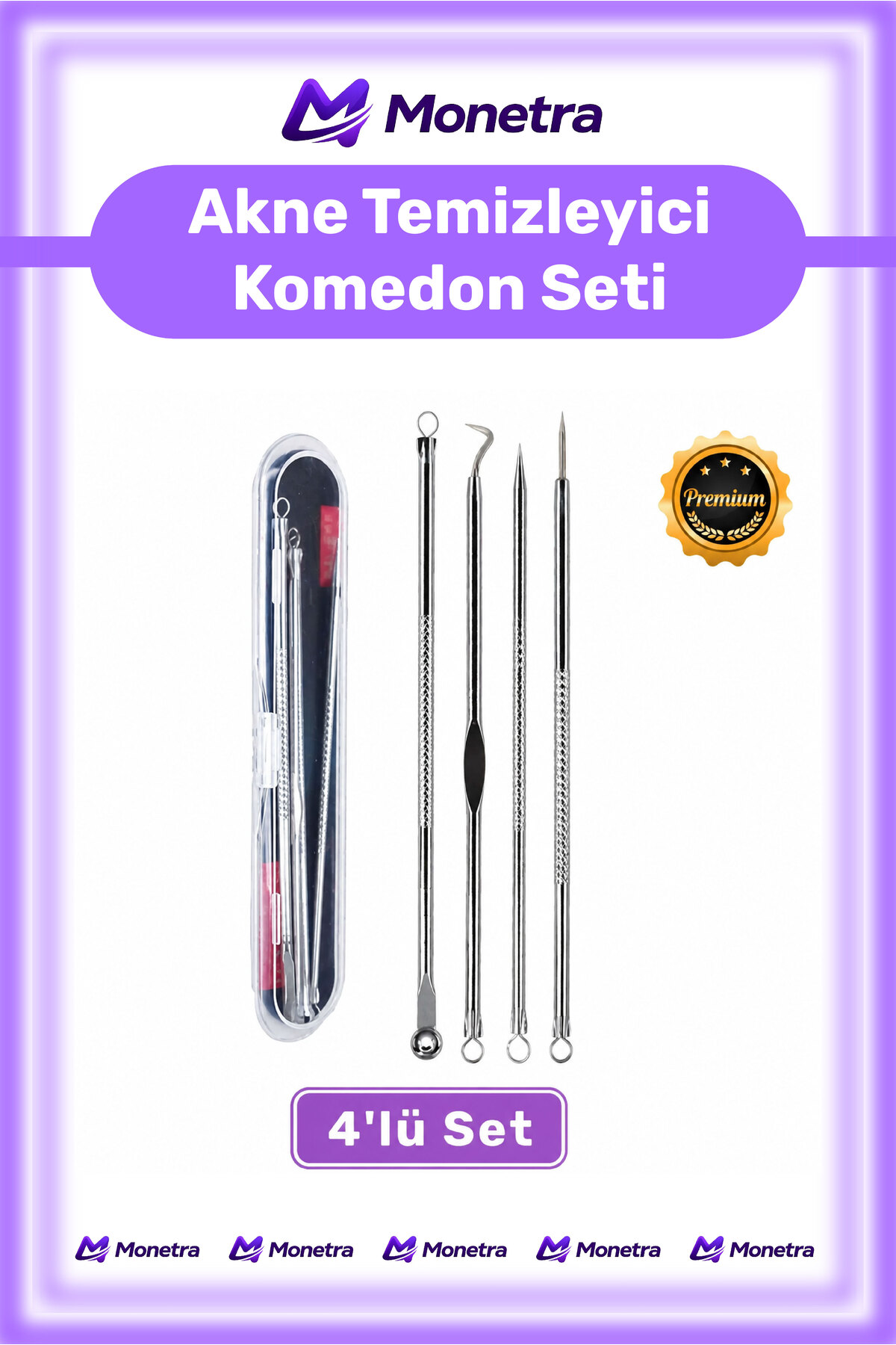 #AkneTemizleyici Paslanmaz Çelik Günlük Cilt Bakım Siyah Nokta Kutulu Komedon 4'lü Set Akne Temizleyici — 00866 siyahnokta sivilce skin care clean