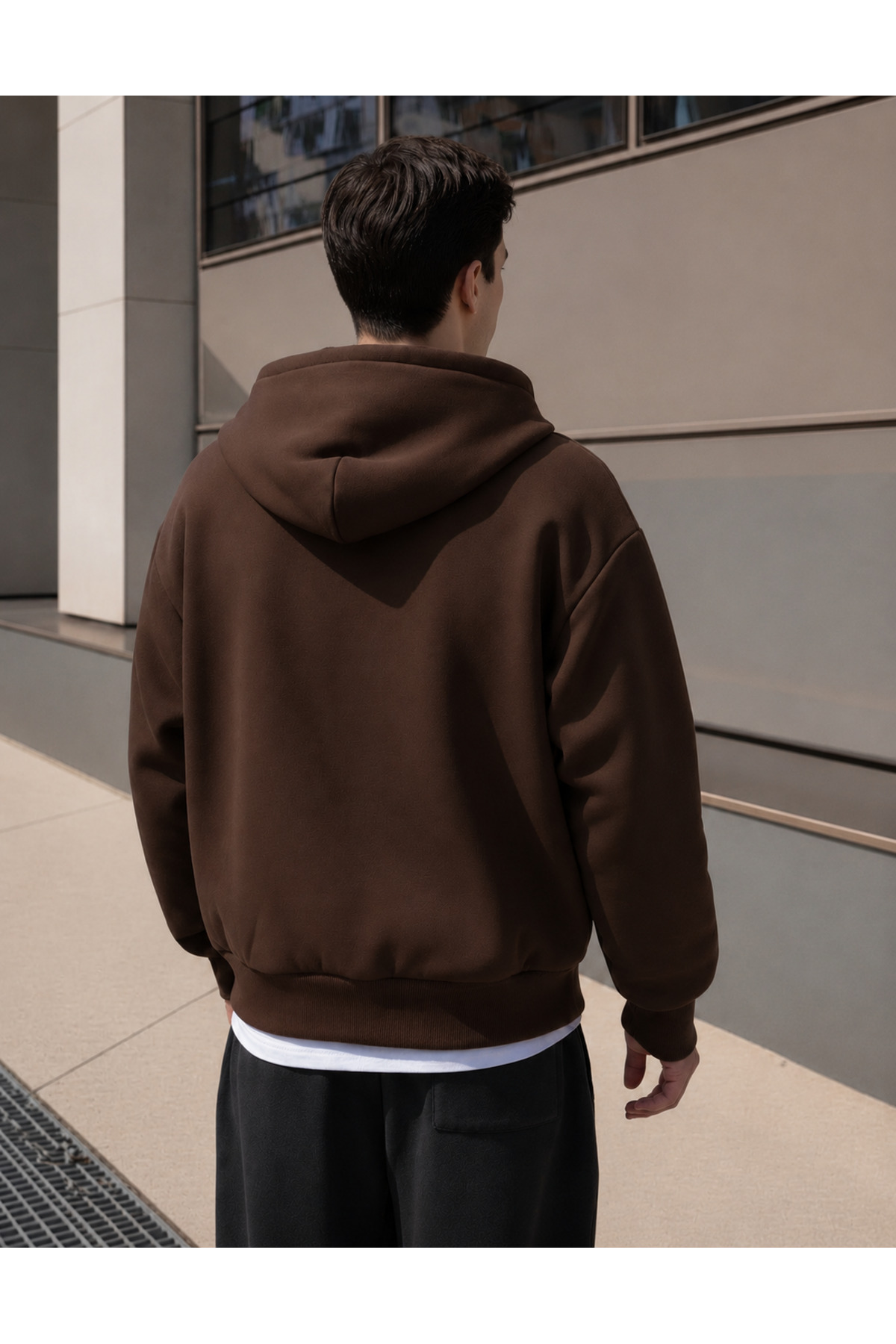 YAKAMEL ERKEK 3 İPLİK FERMUARLI KAPÜŞONLU OVERSİZE RAHAT SWEATSHIRT HIRKA görsel 2