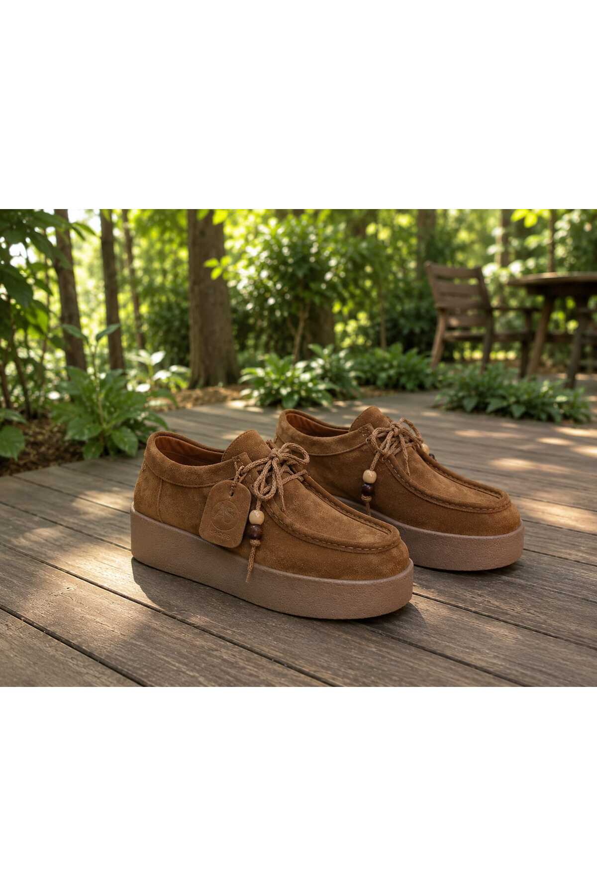 Ayser shoes Hakiki Deri Süet Taban Boyu 4 Cm Loafer Boncuklu Ayakkabı görsel 2