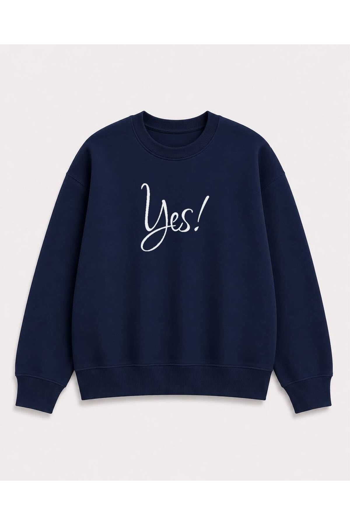 herkesemoda Yes Printed and Detailed Printed 2-Thread Crew Neck Sweatshirt