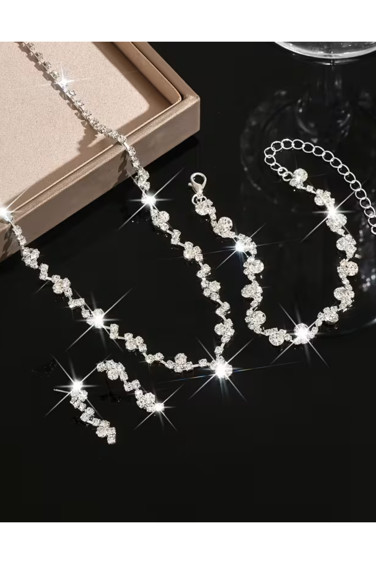 Ajda Model Gümüş Kaplama Zirkon Taşlı Su Yolu 3 Lü Takı Seti ( Düğün , Nişan , Kına , Günlük , Hediyelik )