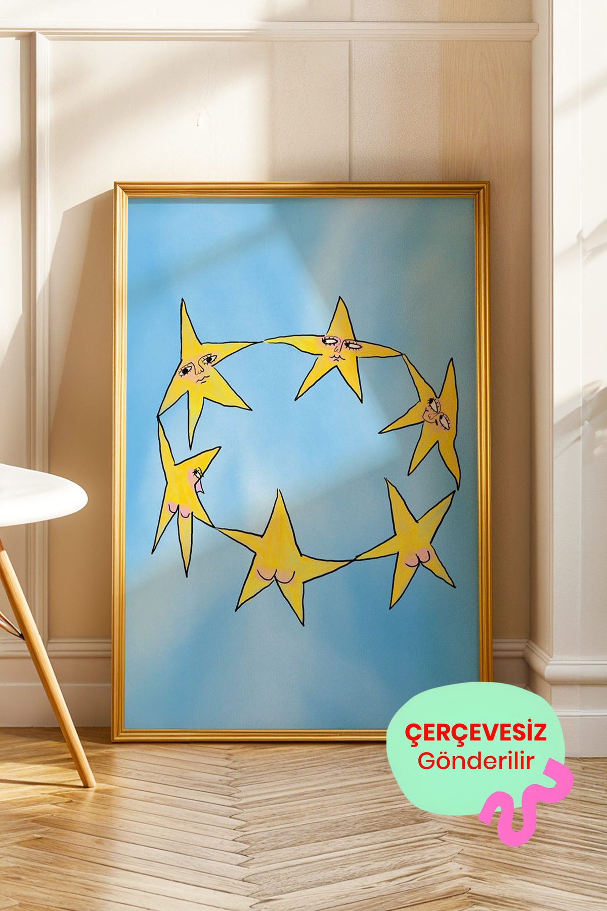 Soyut Yıldız ve Dans Poster, Modern İllüstrasyon ve Eğlenceli Duvar Dekoru