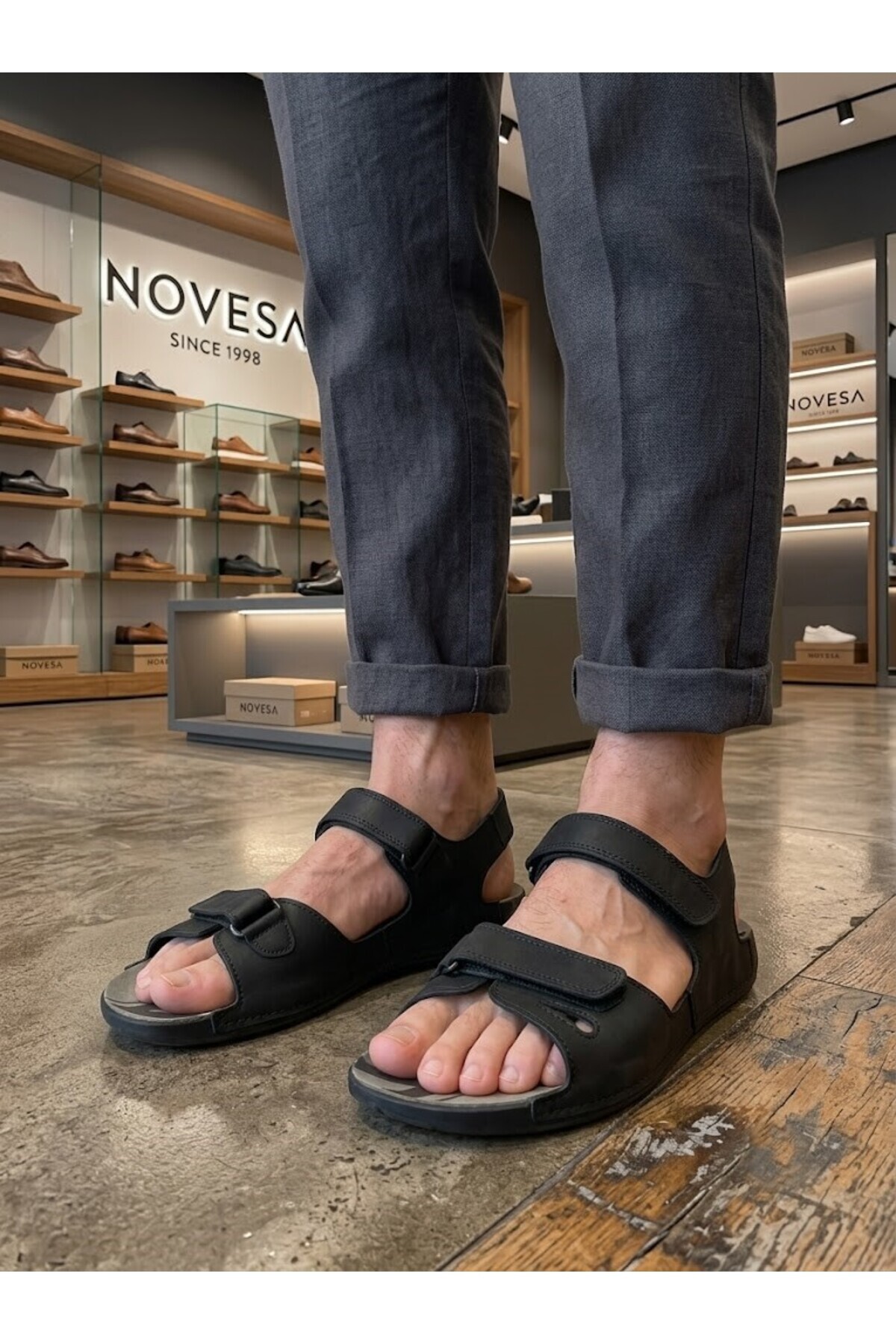 BENTO Erkek Cırtlı Terlik Sandalet Ergonomik Taban Ayarlanabilir Bantlı Günlük Yazlık Ayakkabı görsel 5