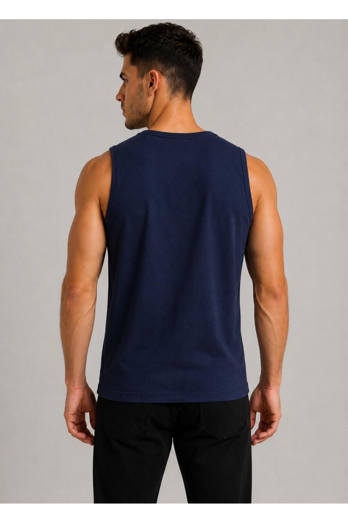 AXXEL Erkek Lacivert Askılı Atlet T-shirt-d235 görsel 3