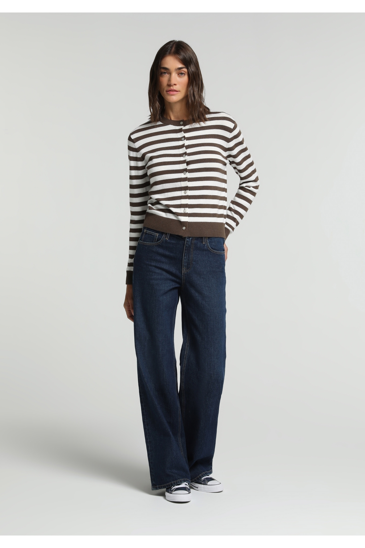 Slim Tapered Fit Kadın Dark İndigo Denim Jean Pantolon