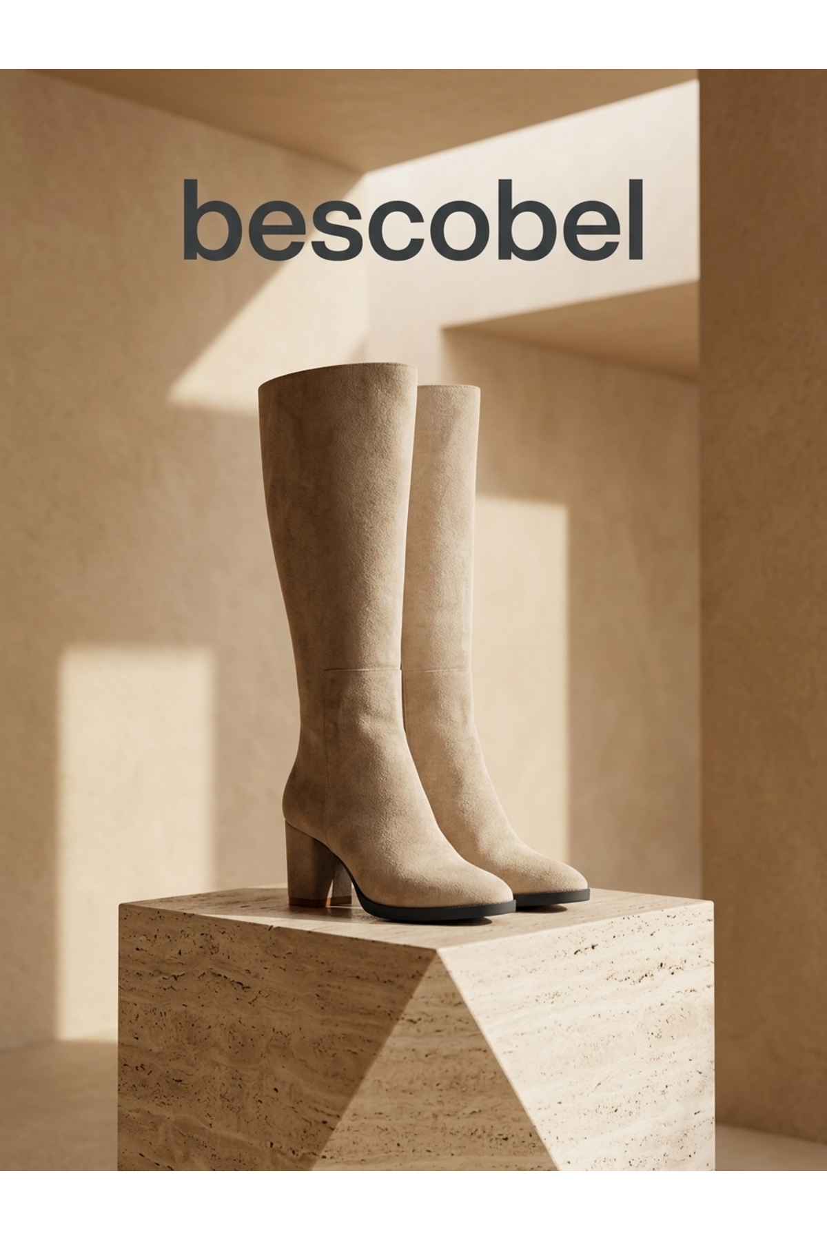 bescobel Fermuarlı Topuklu Süet Çizme görsel 3