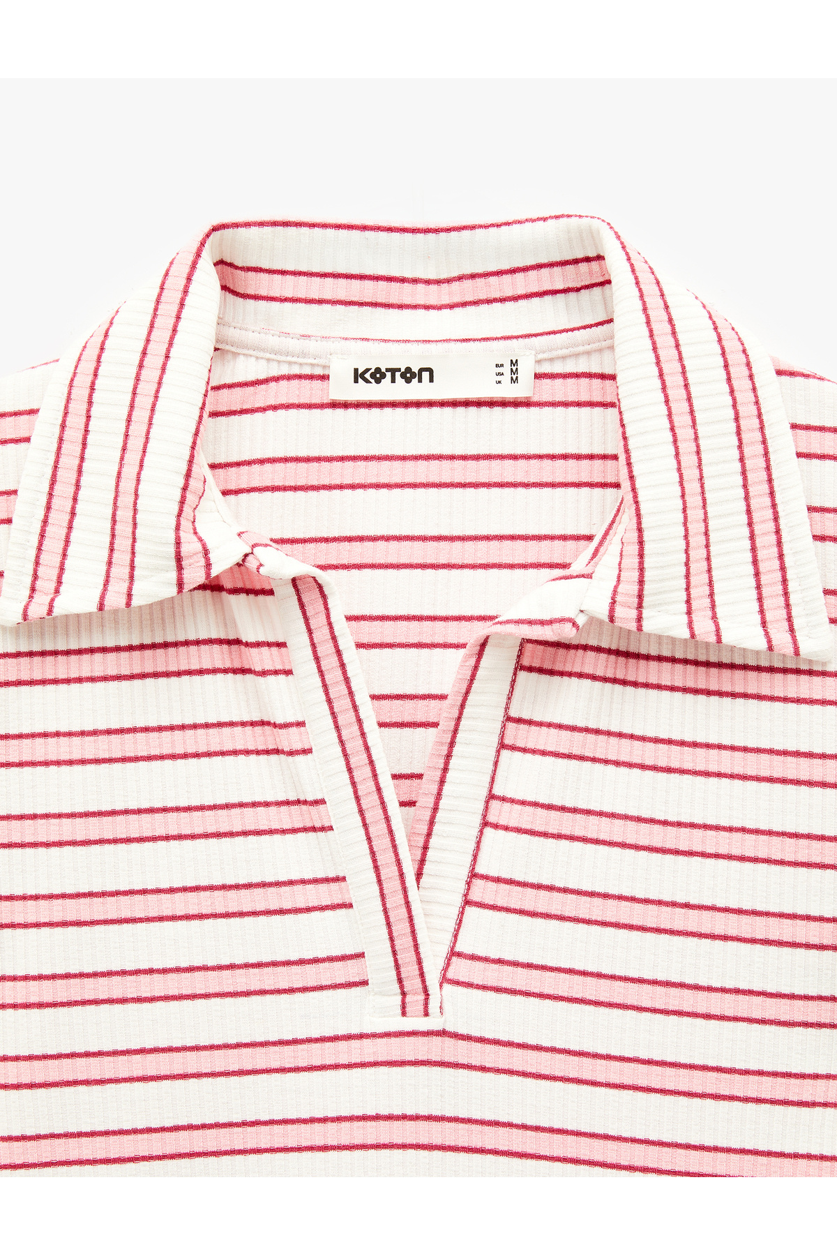 Koton Slim Fit Viskon Karışımlı Kısa Kollu Çizgili Polo Yaka Tişört görsel 3