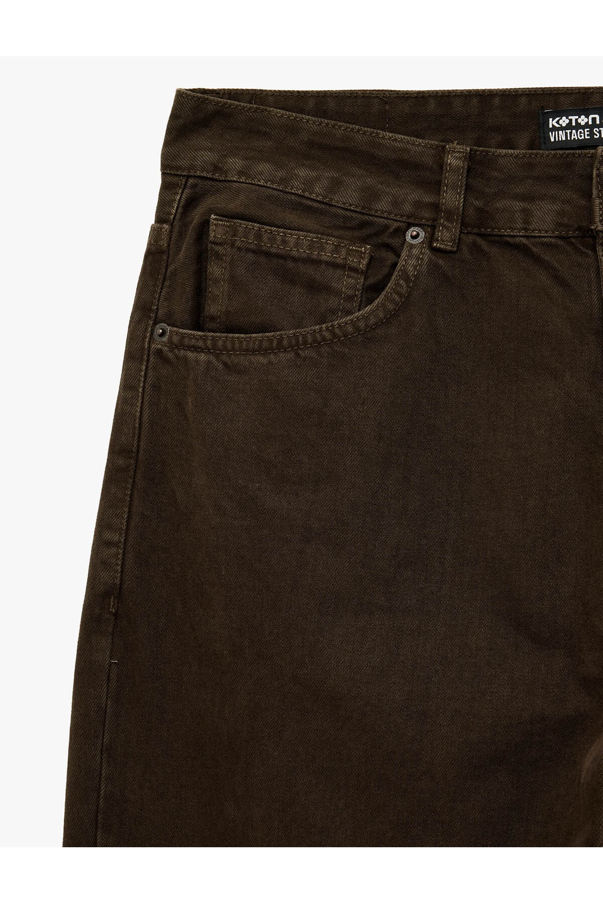 Koton Pamuklu Normal Bel Cepli Vintage Straight Fit Jean Pantolon görsel 6