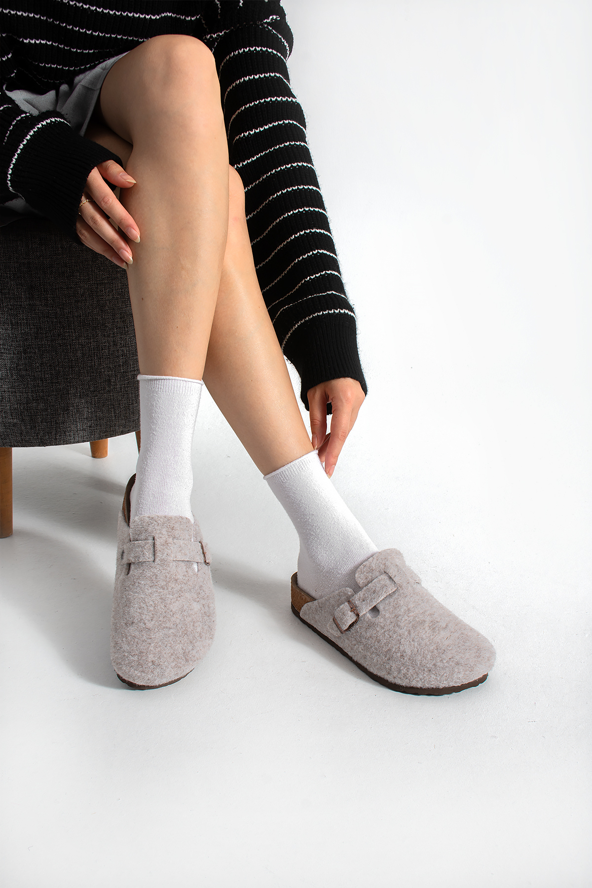 starmarj Unisex Keçe Terlik Konfor Modeli Kışlık Önü Kapalı Sabo Günlük Rahat Ev Terliği