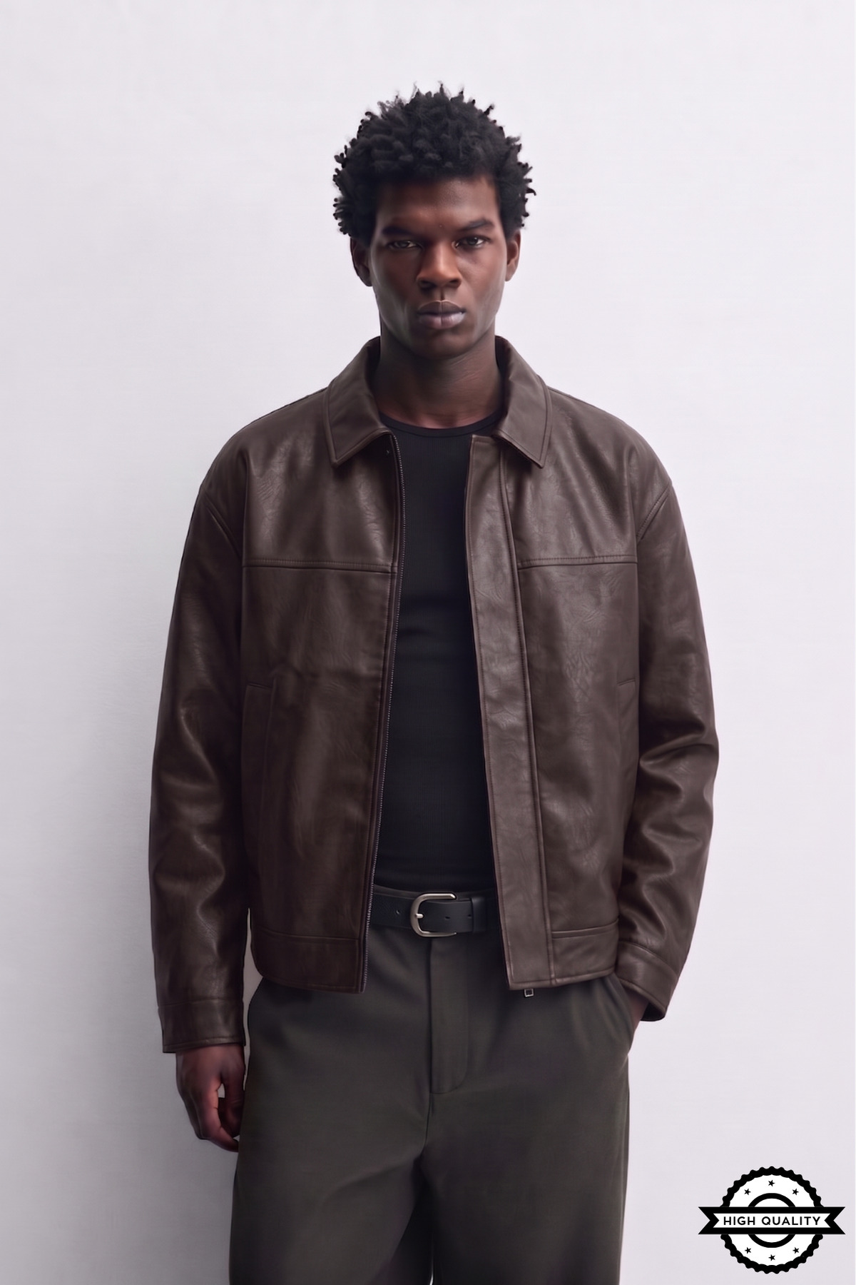 KOCCI Brshk Model Relaxed fit Dört Mevsim Viral Erkek Deri Ceket Mont