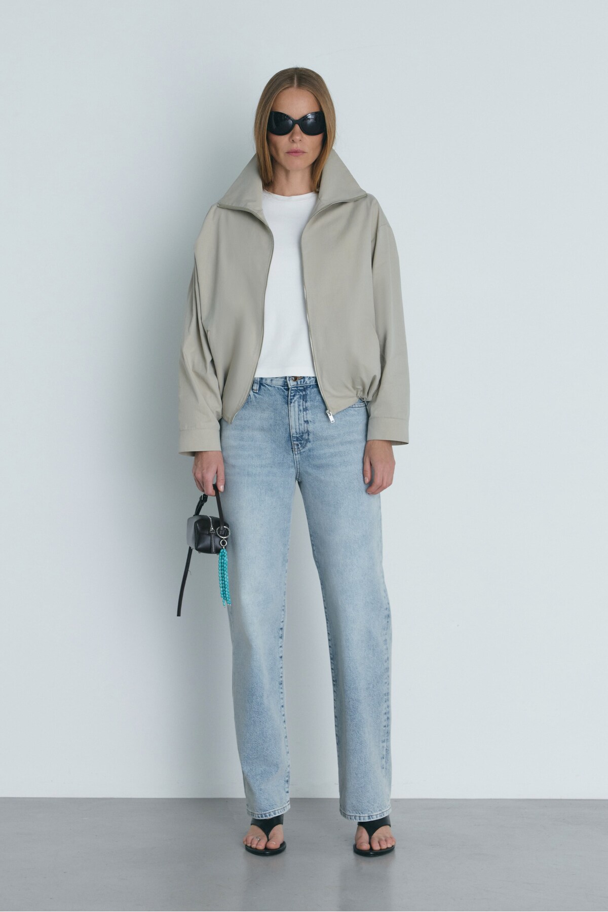 Suud Collection Taş Nora Fermuarlı Gabardin Ceket görsel 5