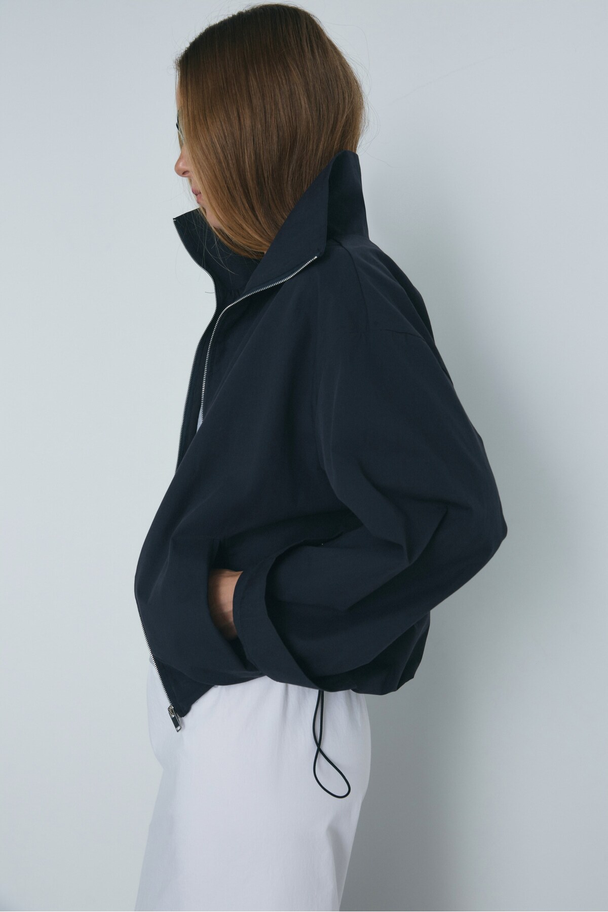 Suud Collection Lacivert Nora Fermuarlı Gabardin Ceket görsel 2