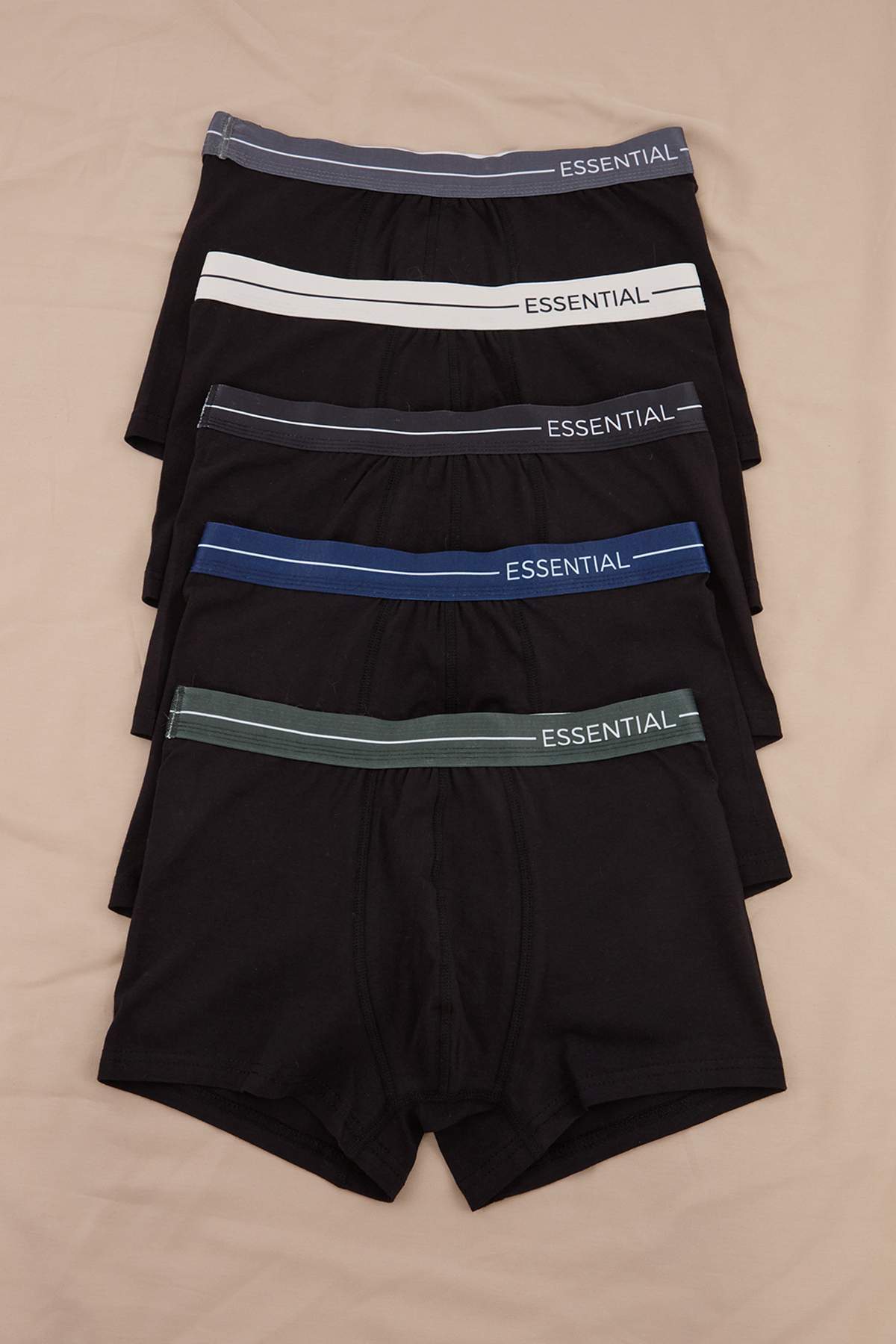 Trendyol Kollektion Schwarze 5er-Packung gemusterte/einfarbige Boxershorts TM...