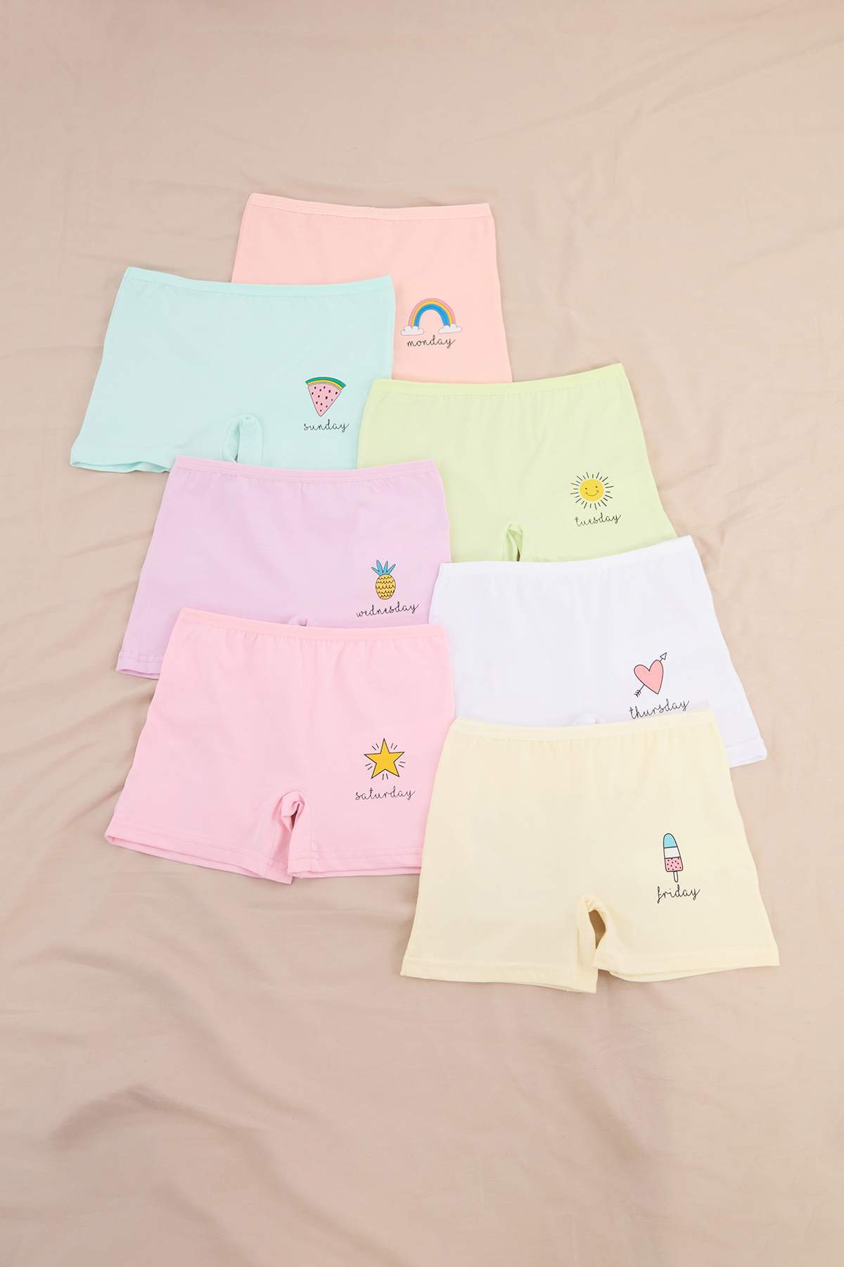 TRENDYOLKIDS Multicolor 7-Piece Girls' Boxer Set Tkdss26Bx00006