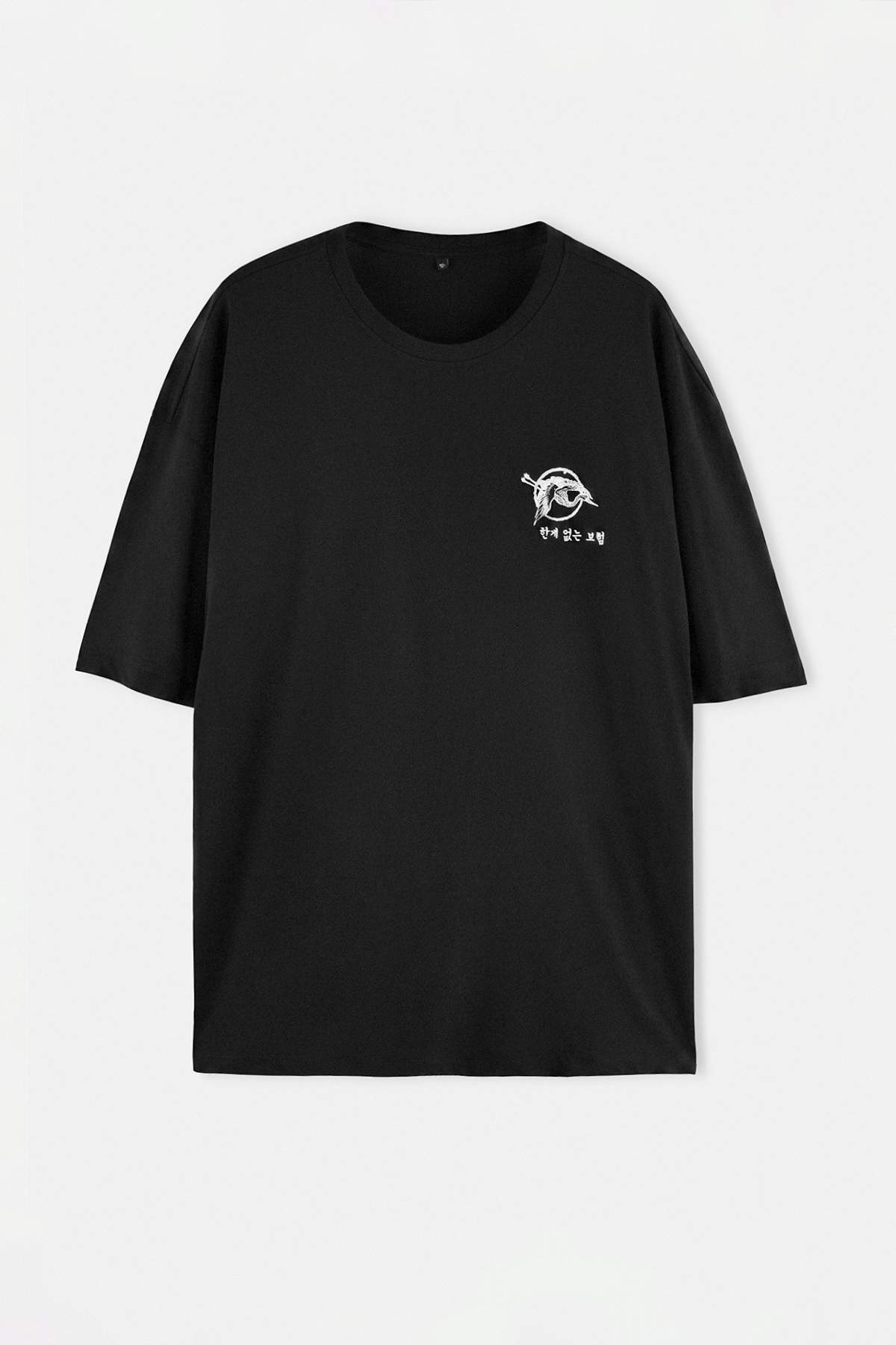Trendyolmilla Man Büyük Beden Siyah Oversize Sırt Baskılı %100 Pamuk T-shirt TMNSS26BF00010