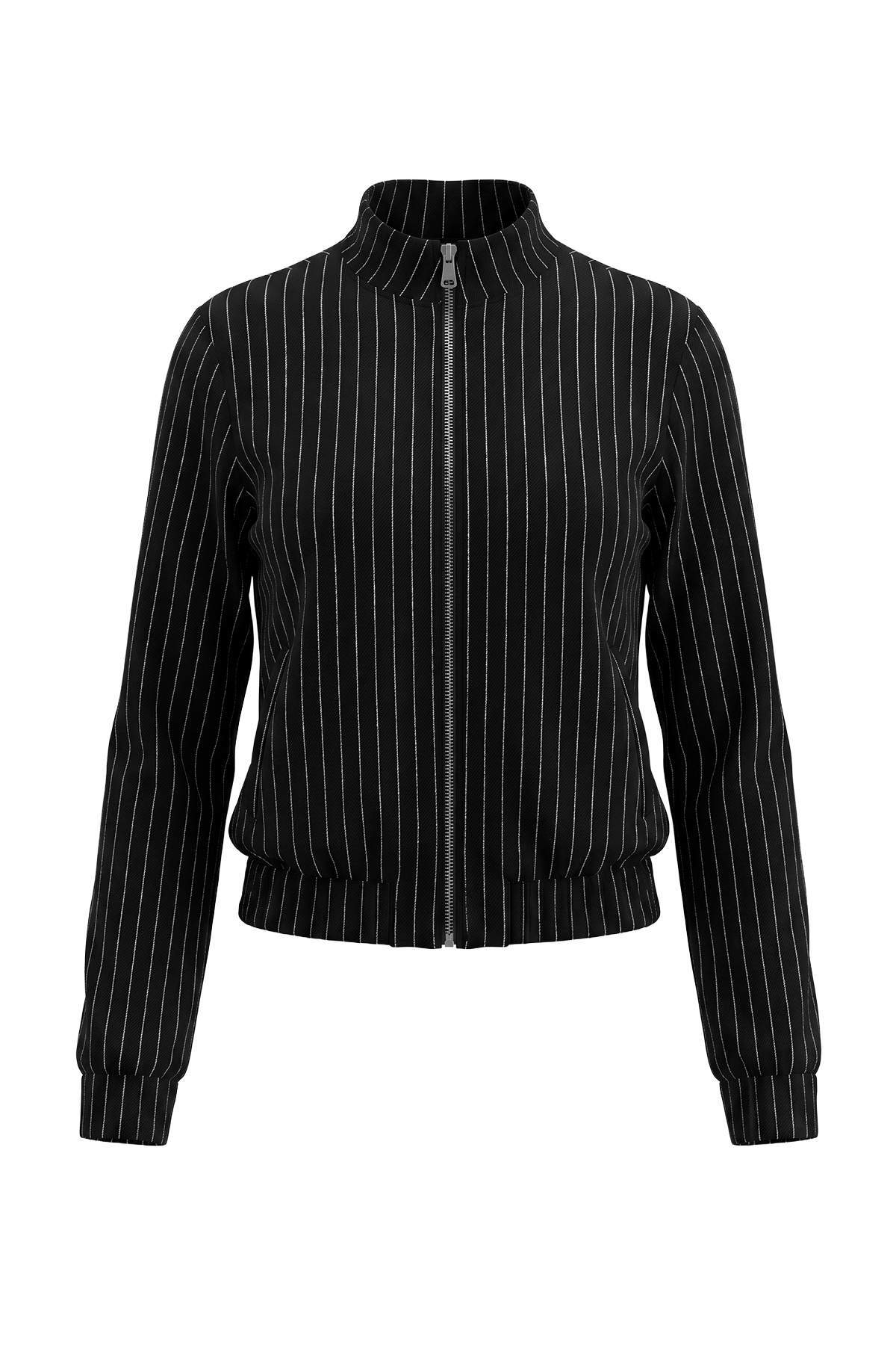 Trendyolmilla Çok Renkli Çizgili Regular Polo Yaka Düşük Kol İnterlok Örme Ceket TWOAW27CE00019