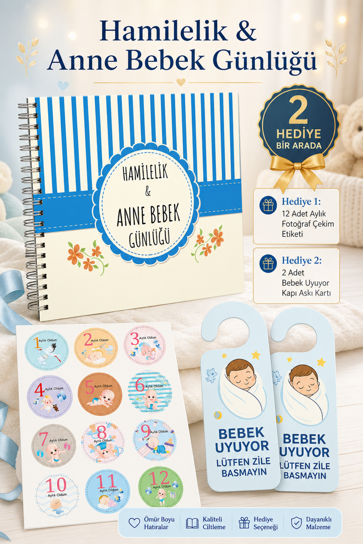 Baby Boy Mother Baby Diary Pregnancy Memorial Book 12 Months Photo Shooting Label Door Hanger Gift