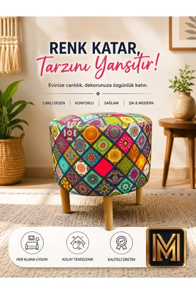 MEDET HOME DİDAY ÇİNİ puf f trend puf koltuk puff bench dekoratif bohem doğal...