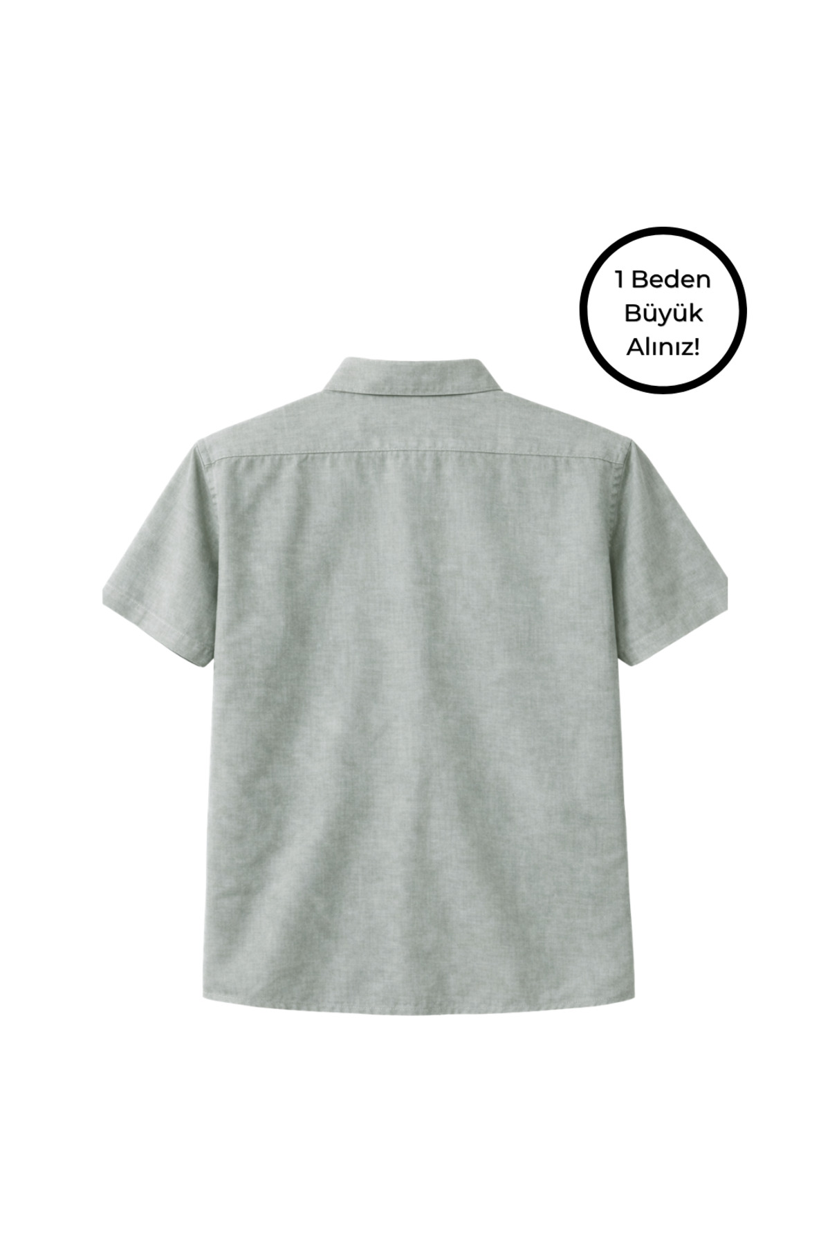 BattalModa Erkek Büyük Beden Haki Çift Cepli Kısa Kollu Gömlek 3XL-4XL-5XL-6XL-7XL-8XL görsel 5