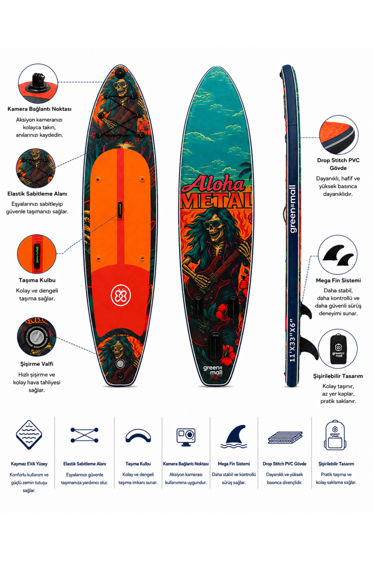 Greenmall Aloha Metal Şişme SUP Board / Paddle Board 330 cm