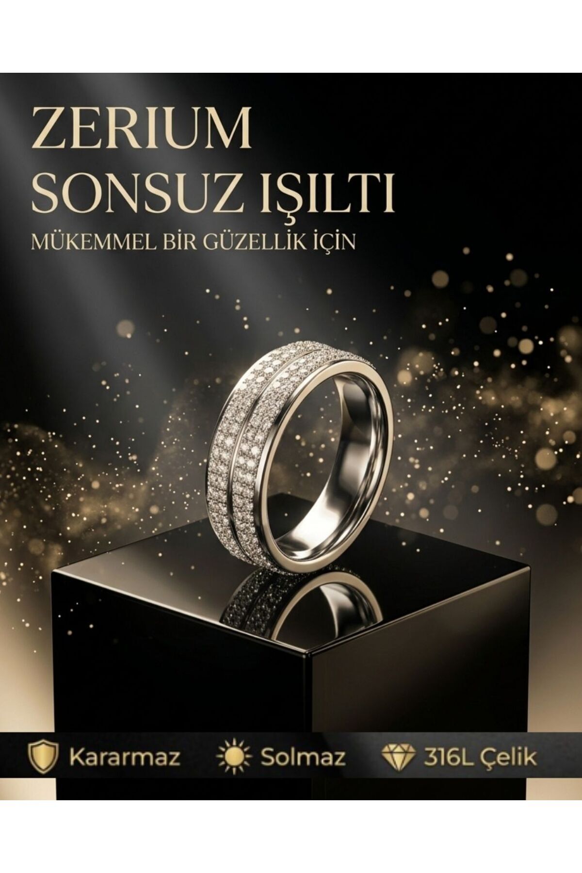 Infinite Sparkle Series Women's Steel Ring Modern Wedding Ring Number 17