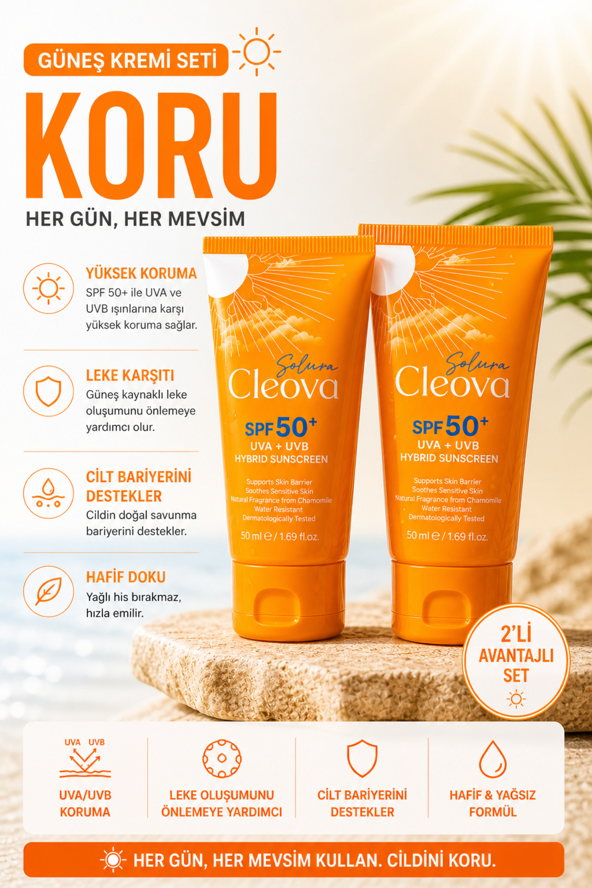 SPF 50 Güneş Kremi 2’li Set — 01.02 — تصویر 4 از 6