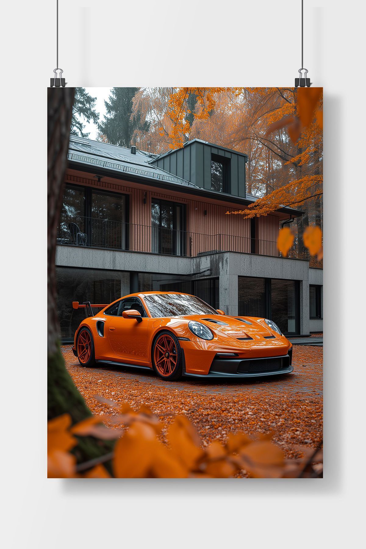 Luna Marissa Turuncu Porsche RWB Arabaa Poster Çerçevesiz Duvar