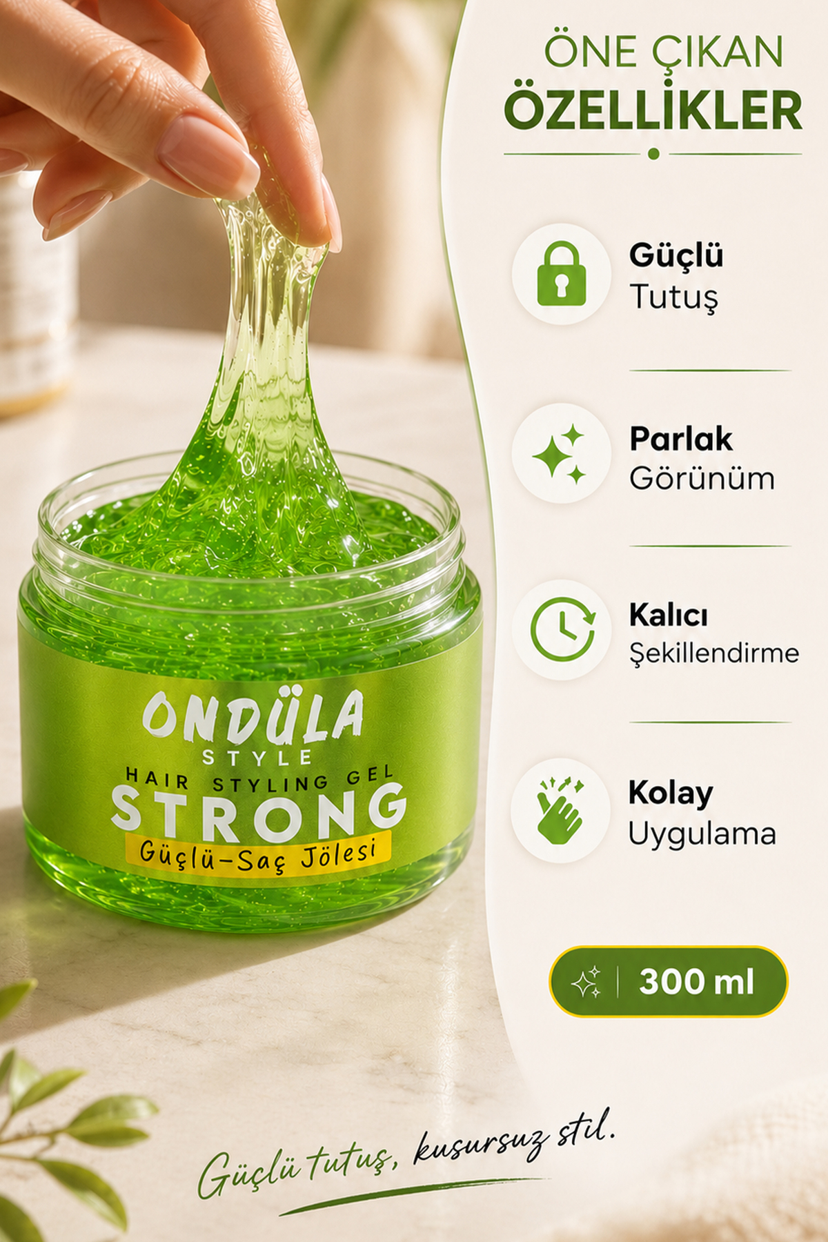 Strong Güçlü Tutuş Saç Şekillendirici Jöle 300 ml — ondüla-style-guclu-tutus-green — تصویر 2 از 4