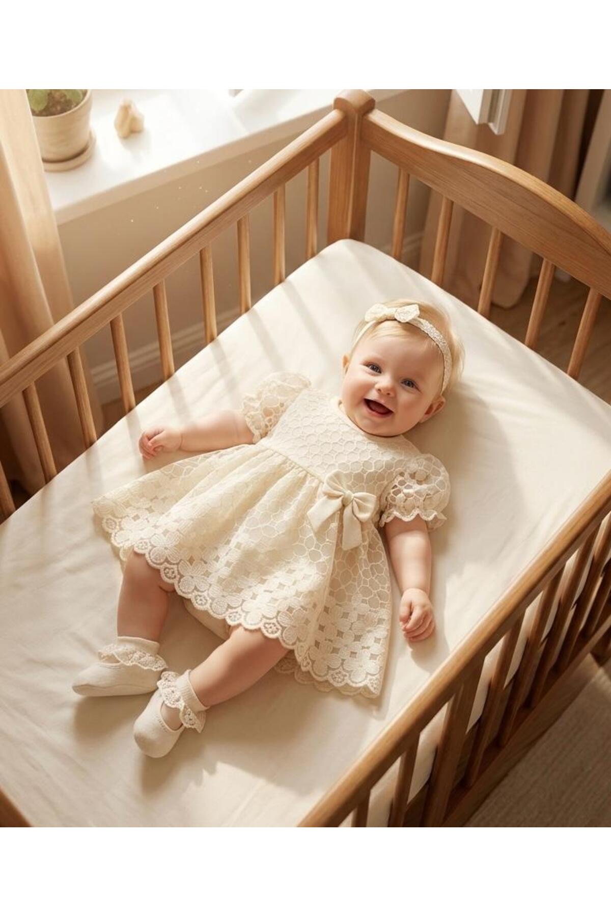 Baby Girl Mevlütlük Summer Dress with Bandana and Lace Newborn Hospital Release Wedding Dress Evening Dress 13
