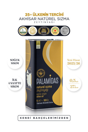palamidas Özel Harman Soğuk Sıkım Naturel Sızma Zeytinyağı 5 Lt - 2025/2026 Y...
