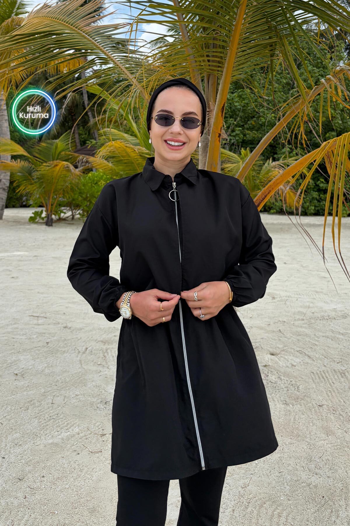 Sea Fully Closed 2-Piece Modest Swimsuit - Black