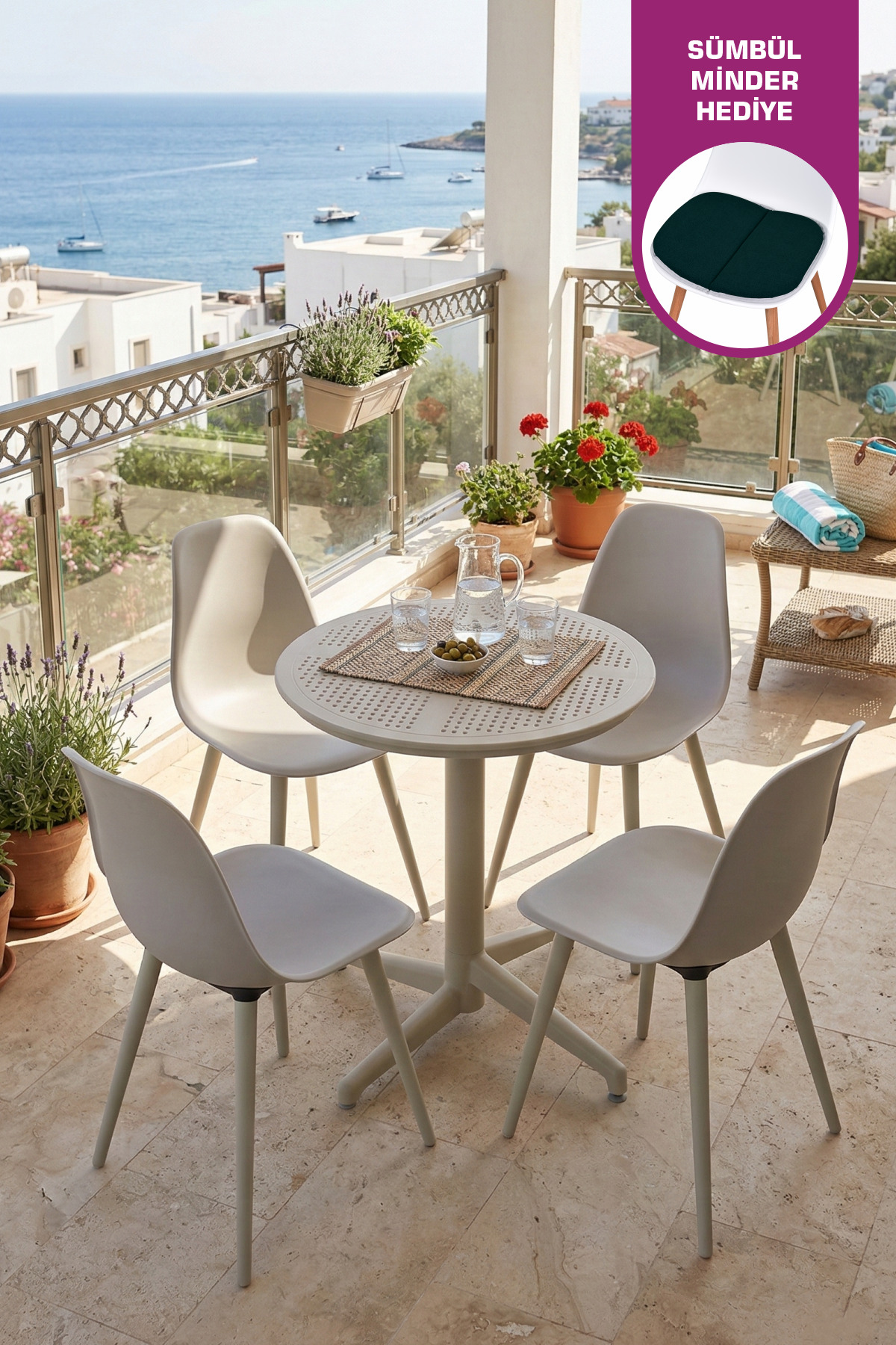 Tilia Plastic Garden Balcony Bistro Set Folding Table 60*60 cm (1+4 Set)