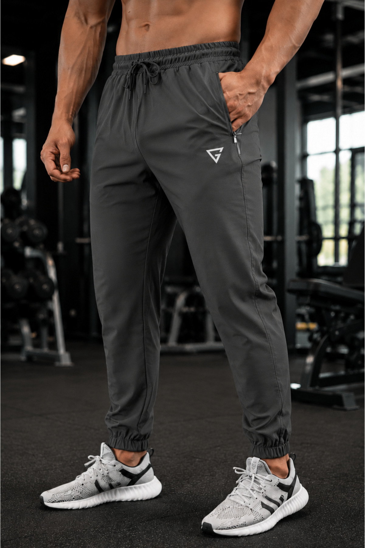 Ghassy Co. Men's Running Reflective Quick Dry Running Exercise Gym Sweatpants